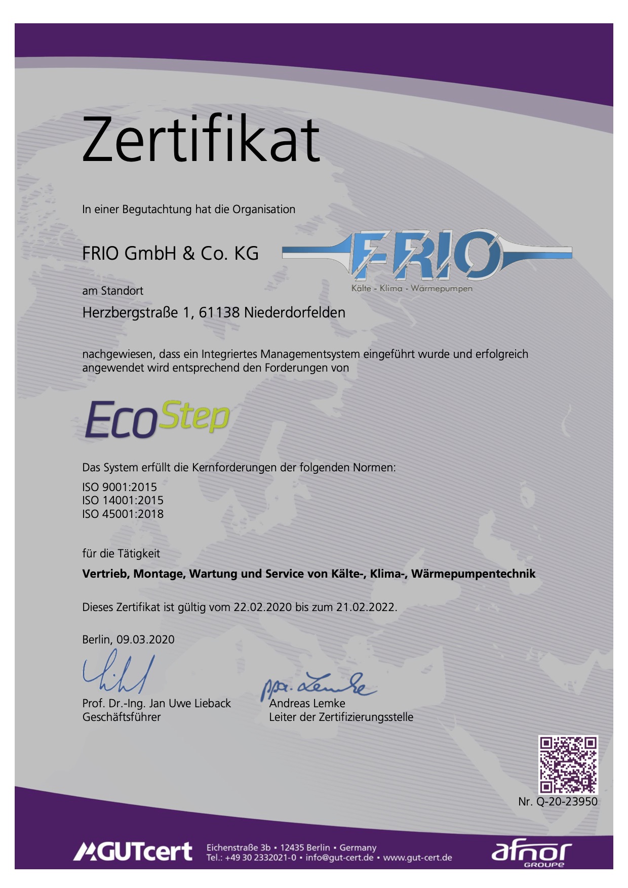EcoStep Zertifikat ab 22 02 2020