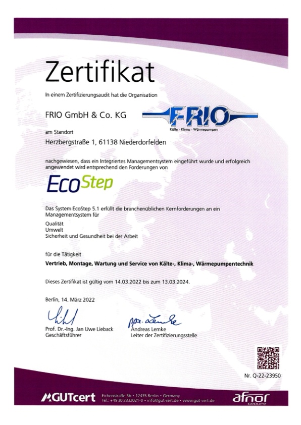 EcoStep Zertifikat ab 2022-2024