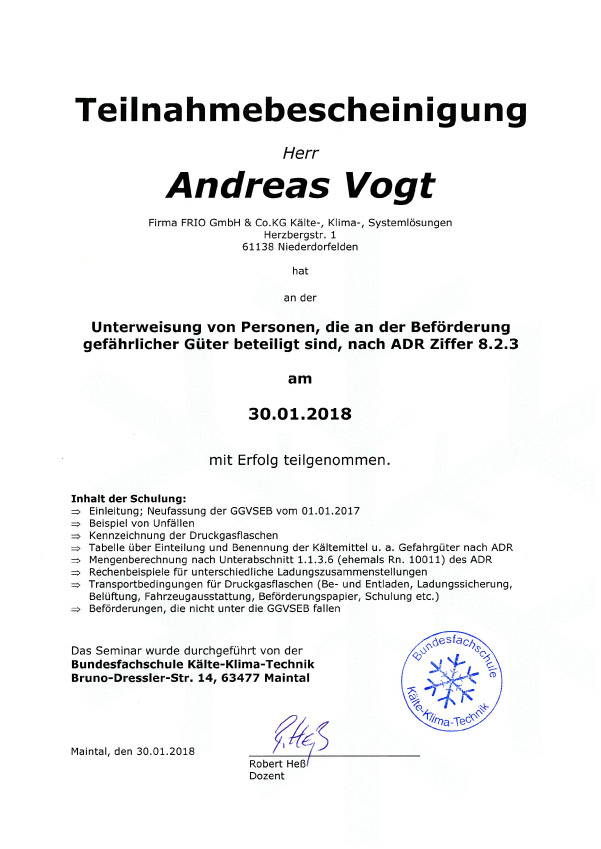 Unterweisung zur Befoerderung gefaehrlicher Gueter Andreas Vogt 1