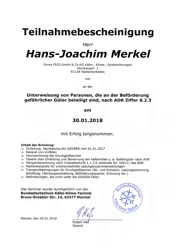 Unterweisung zur Befoerderung gefaehrlicher Gueter Hans Joachim Merkel 1