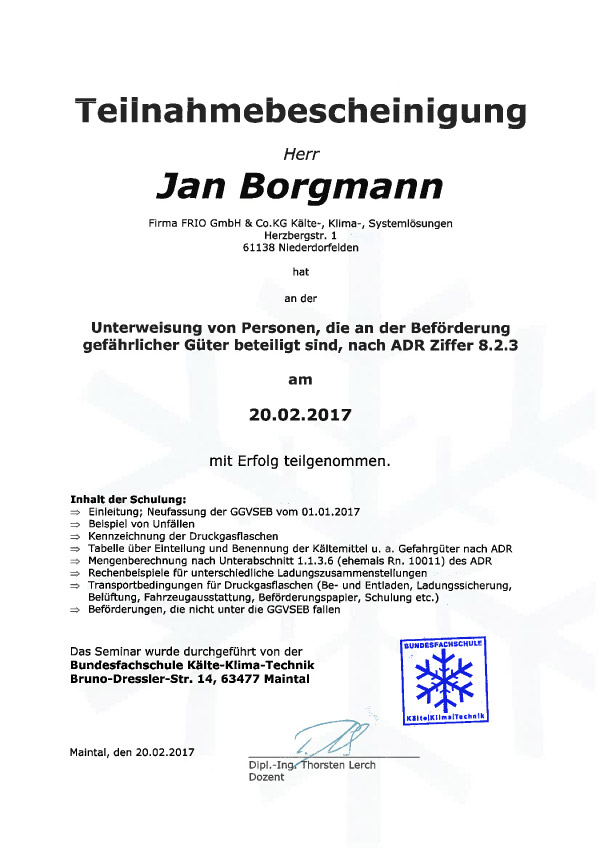 Unterweisung zur Befoerderung gefaehrlicher Gueter Jan Borgmann