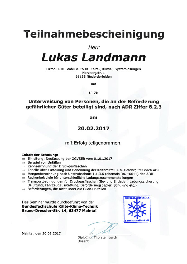 Unterweisung zur Befoerderung gefaehrlicher Gueter Lukas Landmann